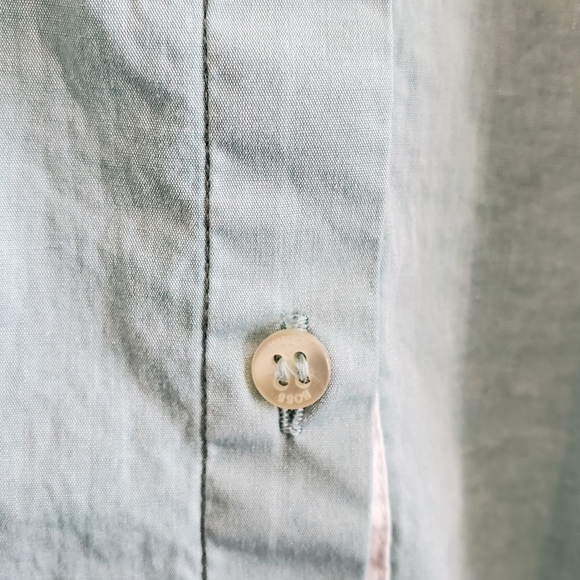 Hugo Boss Tiffany Green Button Down Blouse with white contrast collar/cuff - Picture 6 of 8